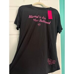Active Faith Womens Blessed Is She Who Believed Black Pink T-Shirt 2X Luke 1:45